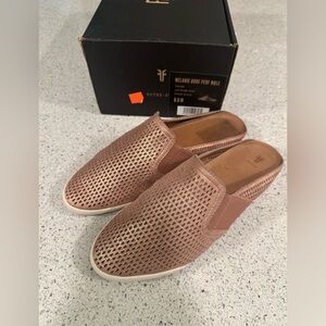 Frye Melanie Perforated Mule Rose Gold 8.5